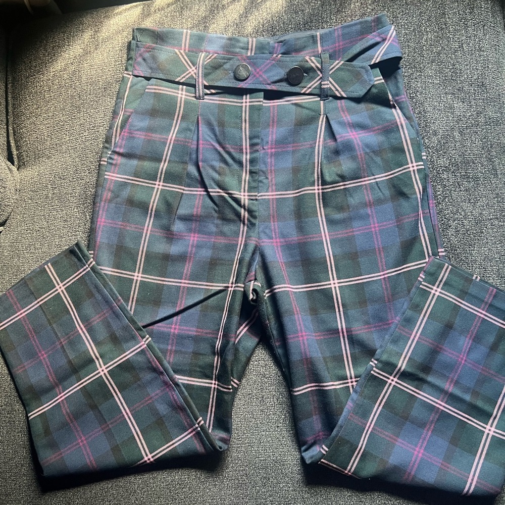 Purple Gingham Tartan Top Shop Pants *Great Condition* Perfect for Fall !!